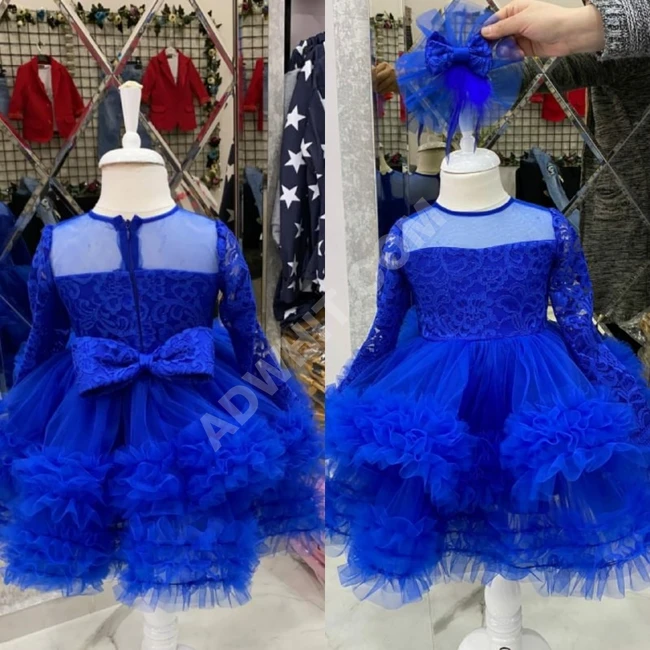 فستان بناتي مع اكسسوار للشعر