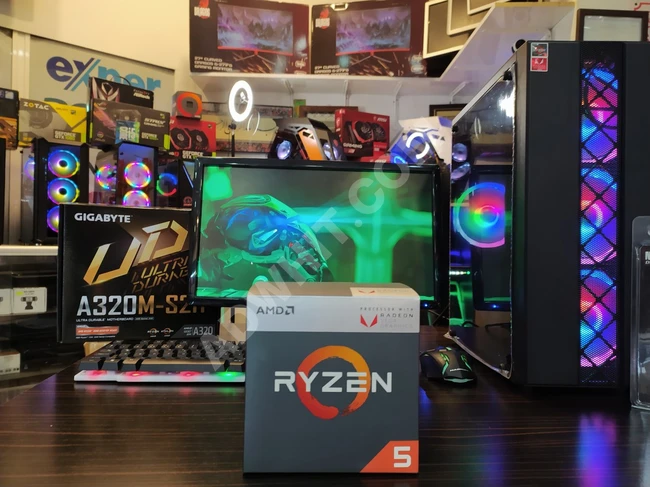 كمبيوتر PC لألعاب الاونلاين والبرامج المكتبية RYZEN 5 2400G SSD240 RAM 8G ddr4 3200mhz