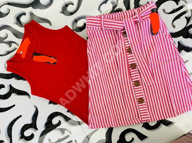 طقم تنورة كنان مع بلوزة قطن