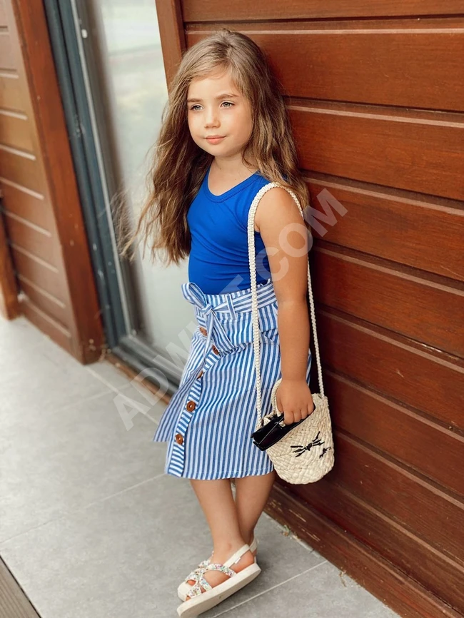 طقم تنورة كنان مع بلوزة قطن