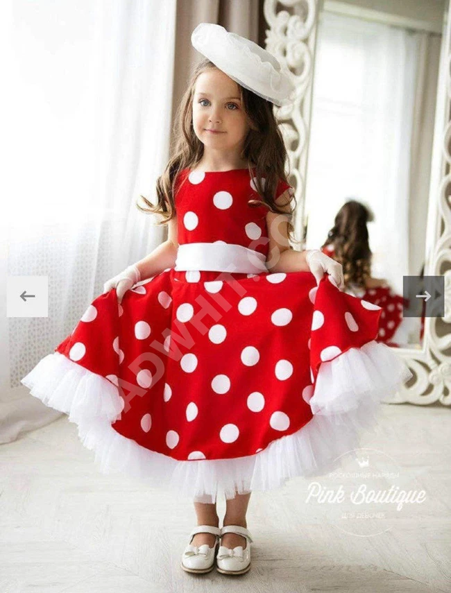 فستان بناتي مع اكسسوار للشعر 