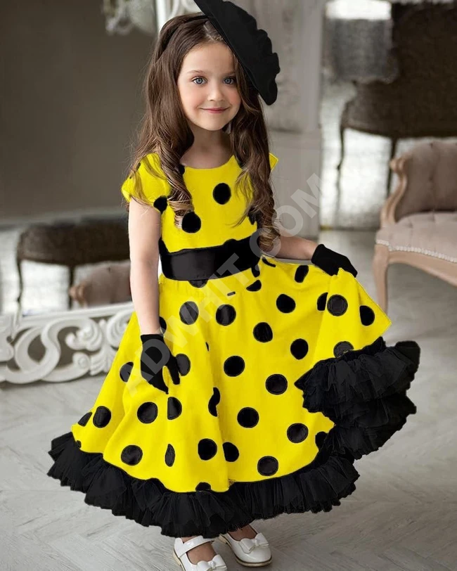 فستان بناتي مع اكسسوار للشعر 