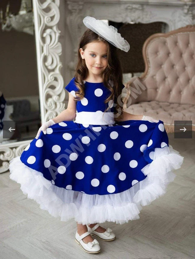 فستان بناتي مع اكسسوار للشعر 