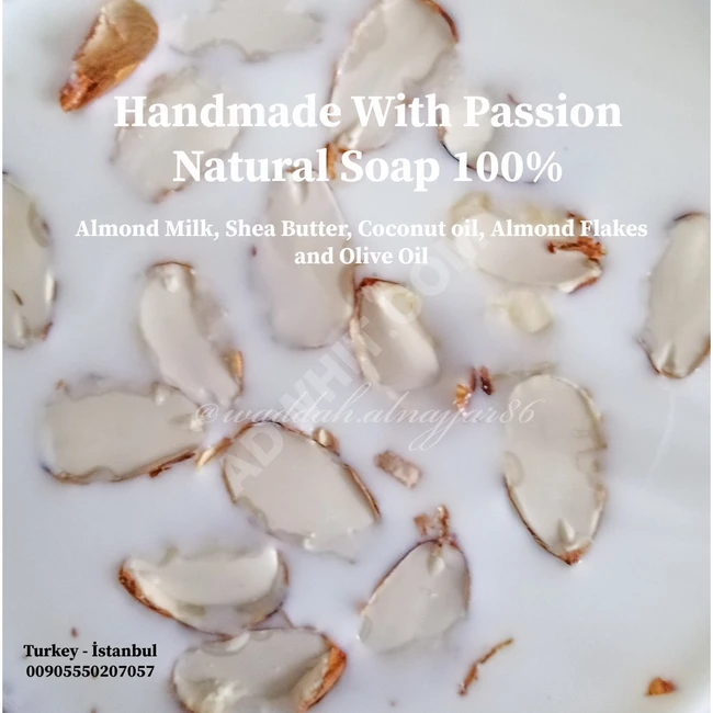 صابون حليب اللوز الطبيعي للعناية بالشعر و الجسم صناعة يدوية للعناية بالبشرة و الجسم و الشعر 