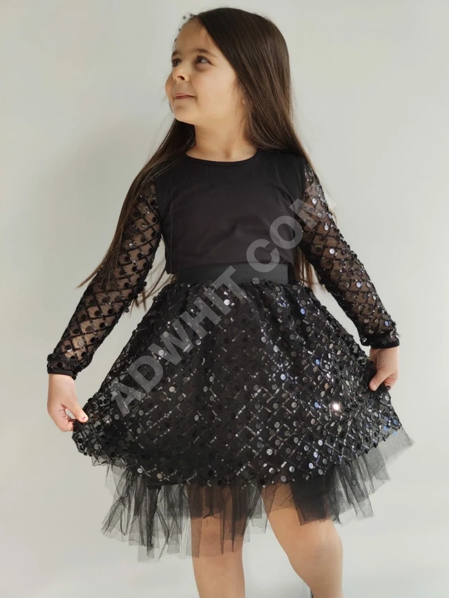 فستان بناتي اسود قصير 