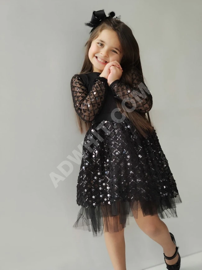 فستان بناتي اسود قصير 