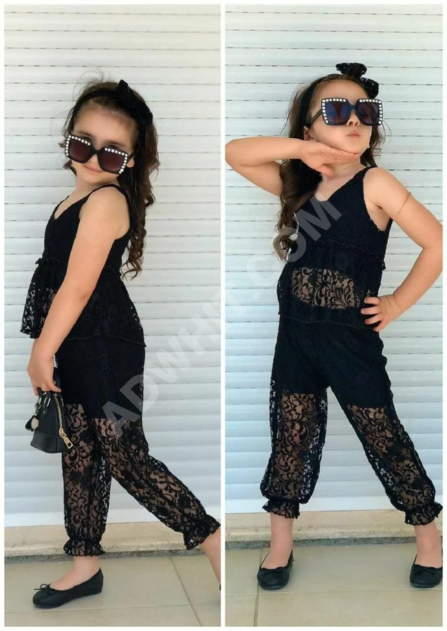 طقم بناتي دانتيل متوفر بأربع الوان