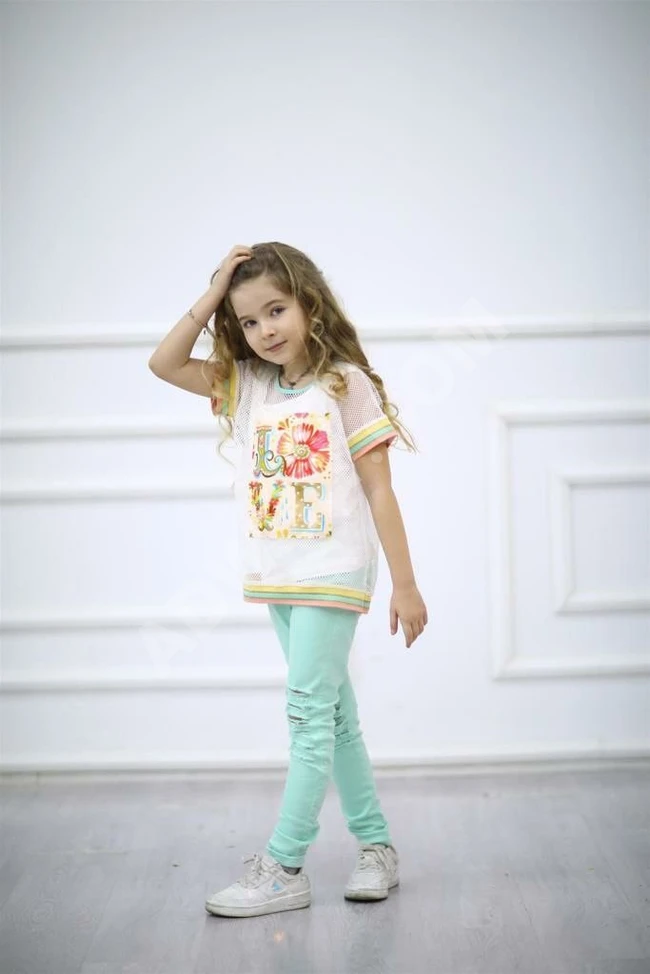 طقم بناتي صيفي ثلاث قطع 