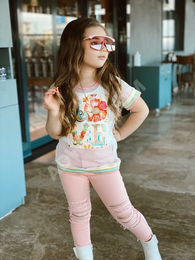 طقم بناتي صيفي ثلاث قطع 