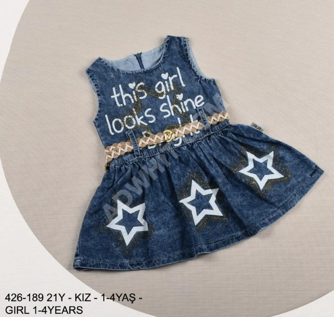 فستان جينز بناتي بأشكال مختلفة 