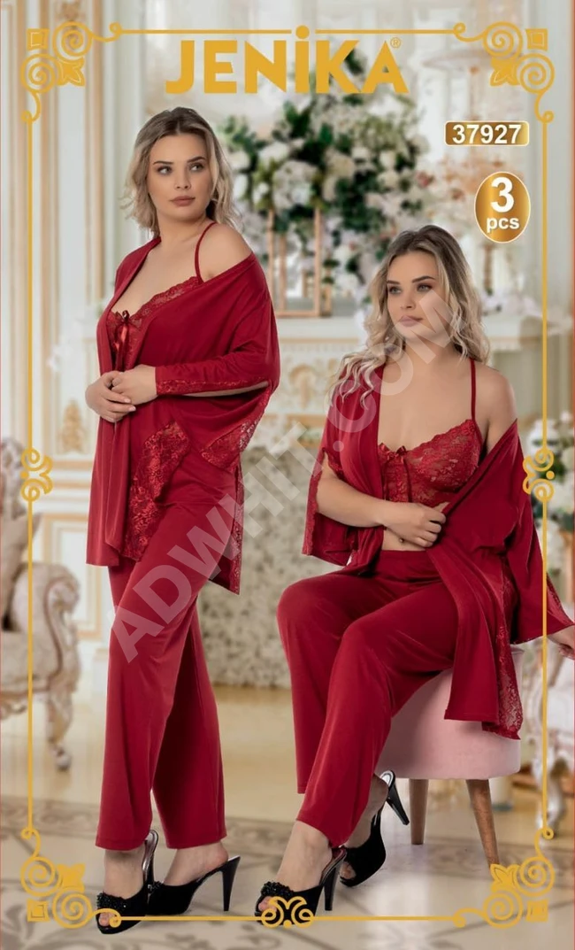 بيجاما نوم نسائية ثلاث قطع 