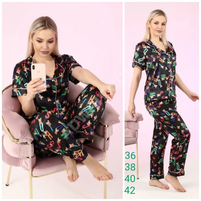 بيجاما نوم نسائية ساتان حرير 