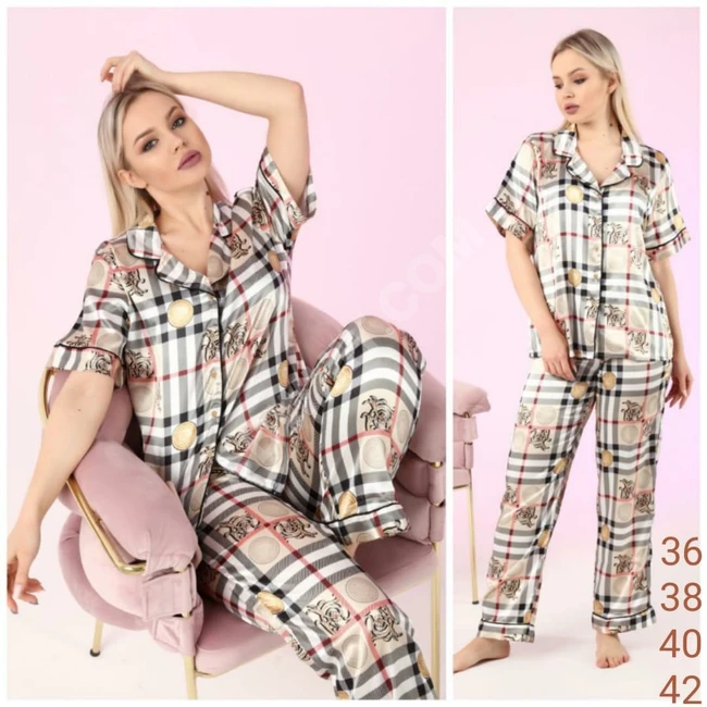 بيجاما نوم نسائية ساتان حرير 