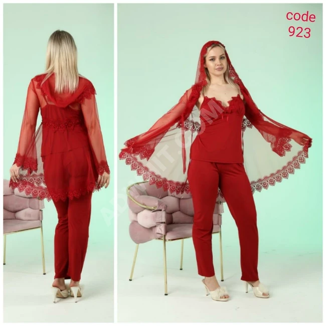 بيجاما نوم ثلاث قطع نسائية 