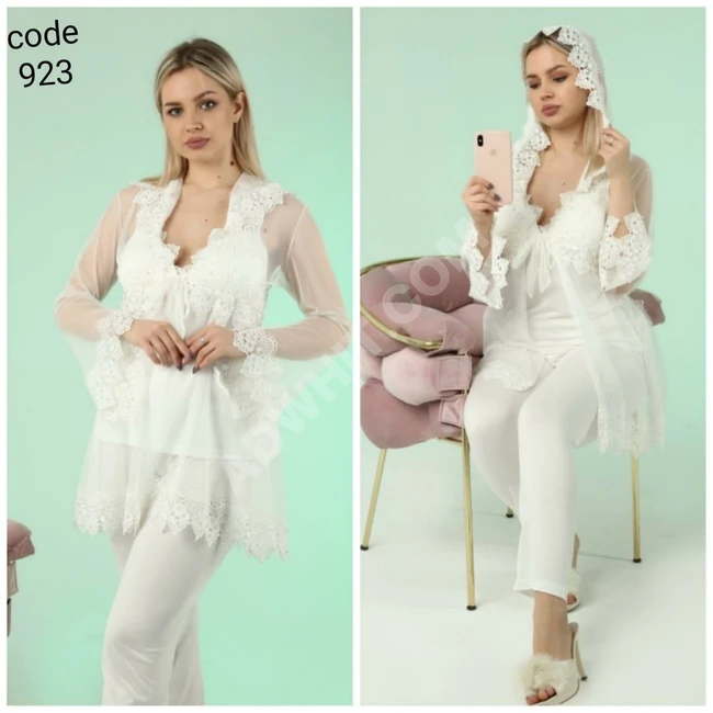 بيجاما نوم نسائية ثلاث قطع