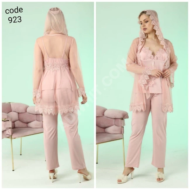 بيجاما نوم نسائية ثلاث قطع