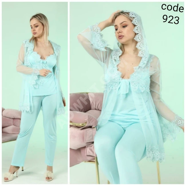 بيجاما نوم نسائية ثلاث قطع