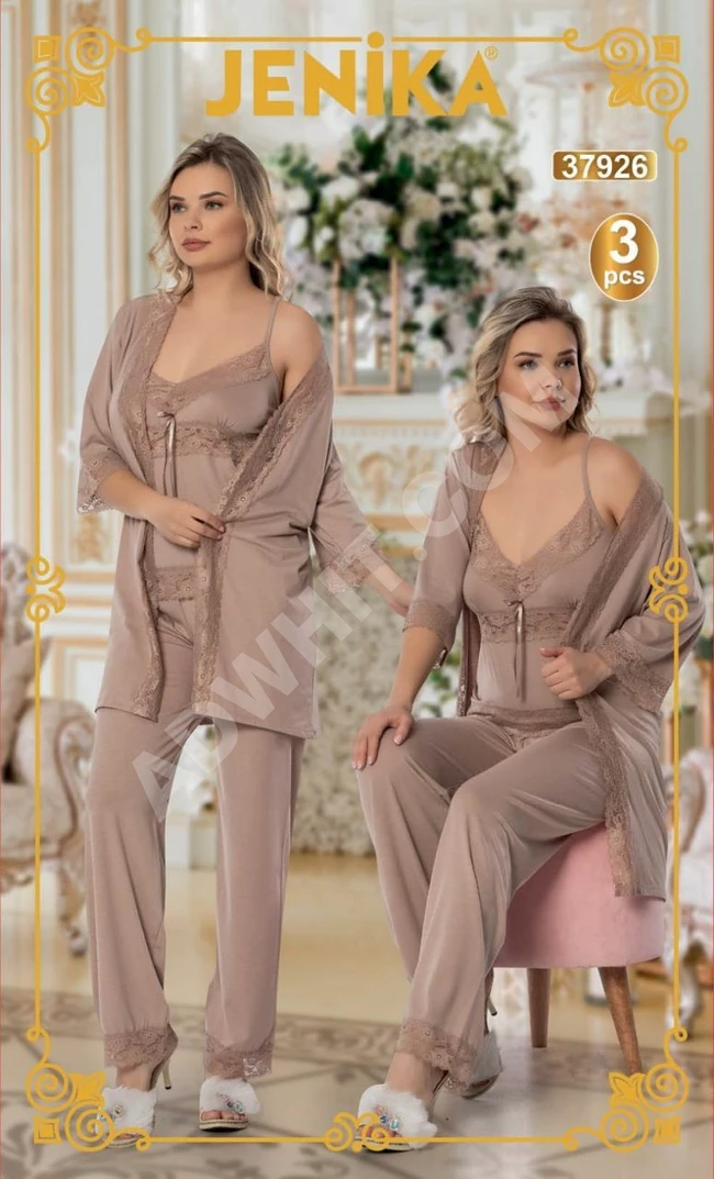 بيجاما نوم نسائية ثلاث قطع 