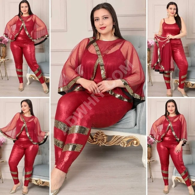 بيجاما نسائية ثلاث قطع مقاسات كبيرة