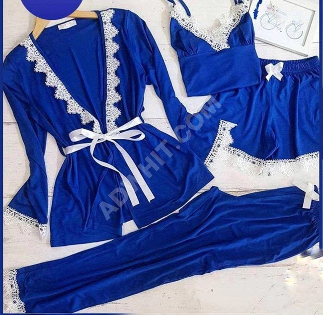 طقم نوم نسائي اربع قطع 