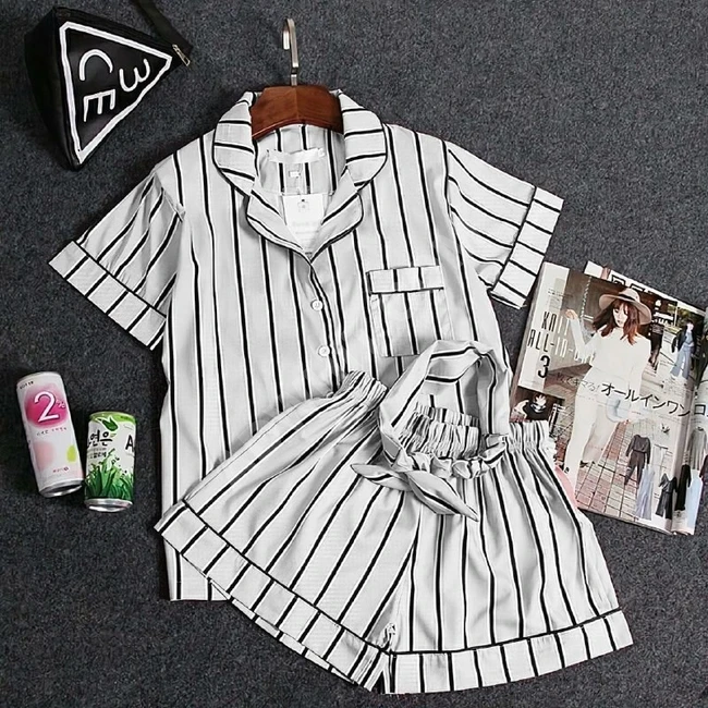 بيجاما نوم نسائية مع ربطة شعر