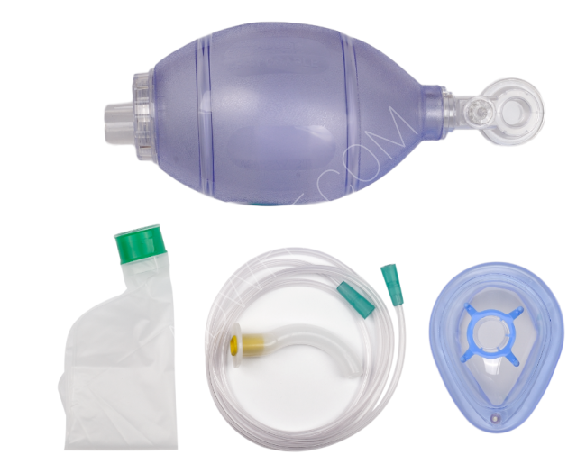 جهاز التنفس الصناعي اليدوي استعمال مرة واحدة Disposable Manual Artificial Respirator / Resuscitator PVC - Ambu (1 mask + 1 airway)