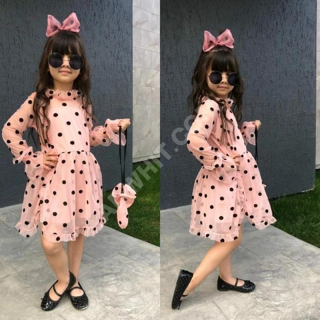 فستان بناتي مع اكسسوار للشعر