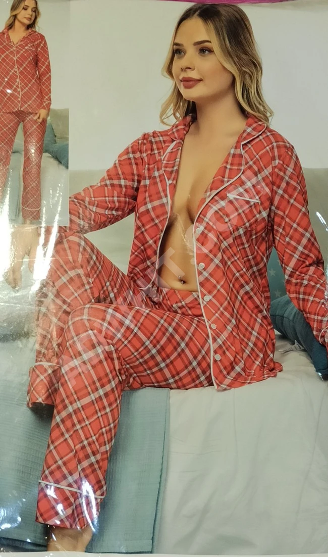 بيجاما قماش قطن نسائية ب 12 رسمة ولون