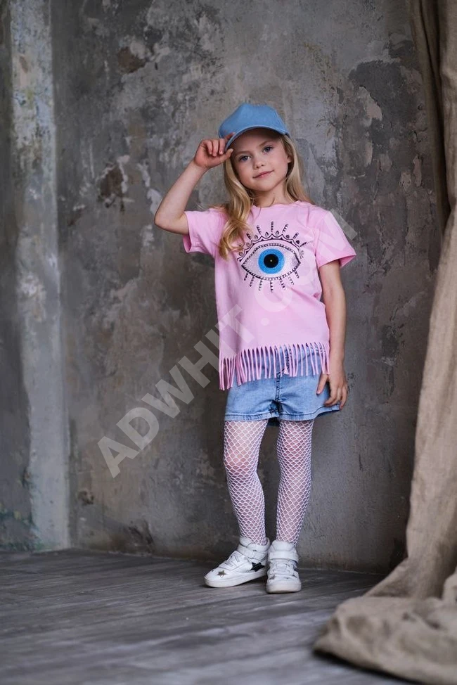 طقم بناتي شورت مع بلوز