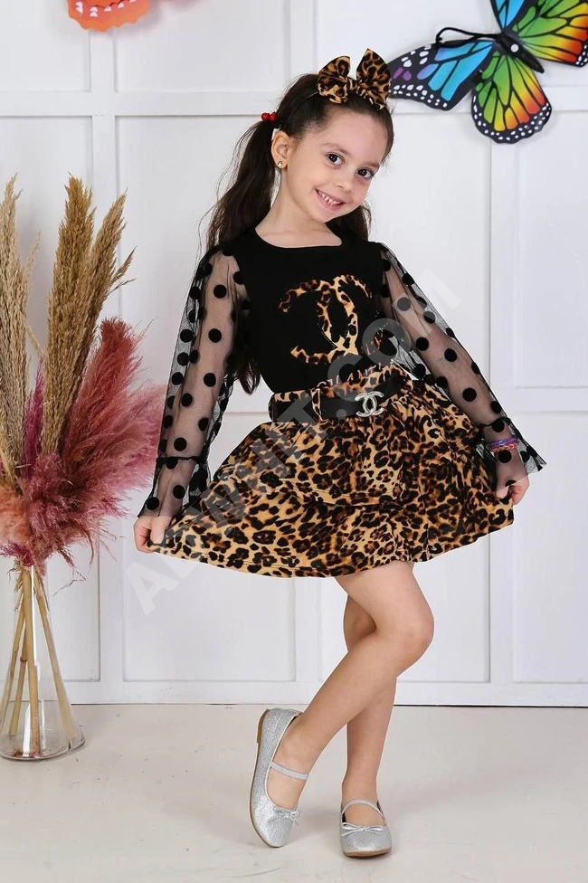 طقم بناتي صيفي مع قوس للشعر