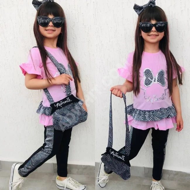 طقم بناتي مع حقيبة وقوس للشعر