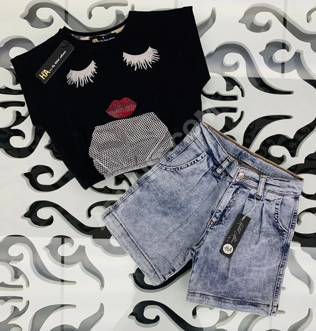 طقم بناتي بلوز مع شورت 