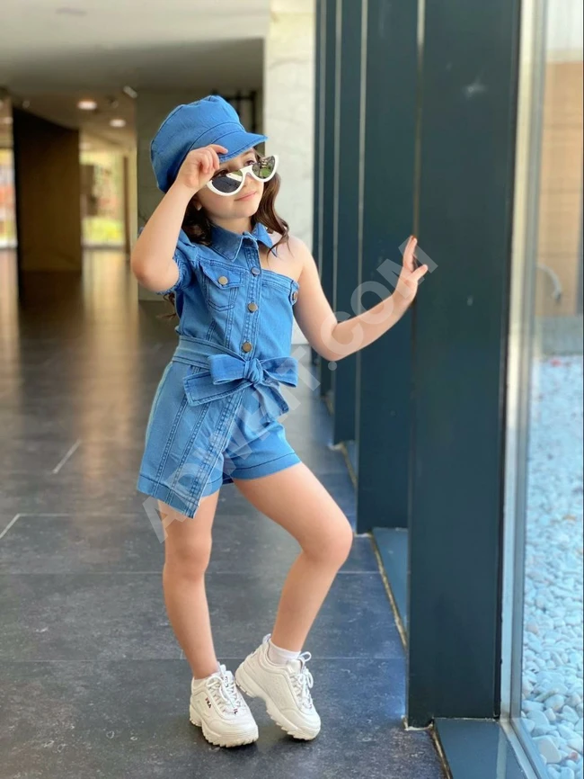 افرول جينز بناتي مع قبعة