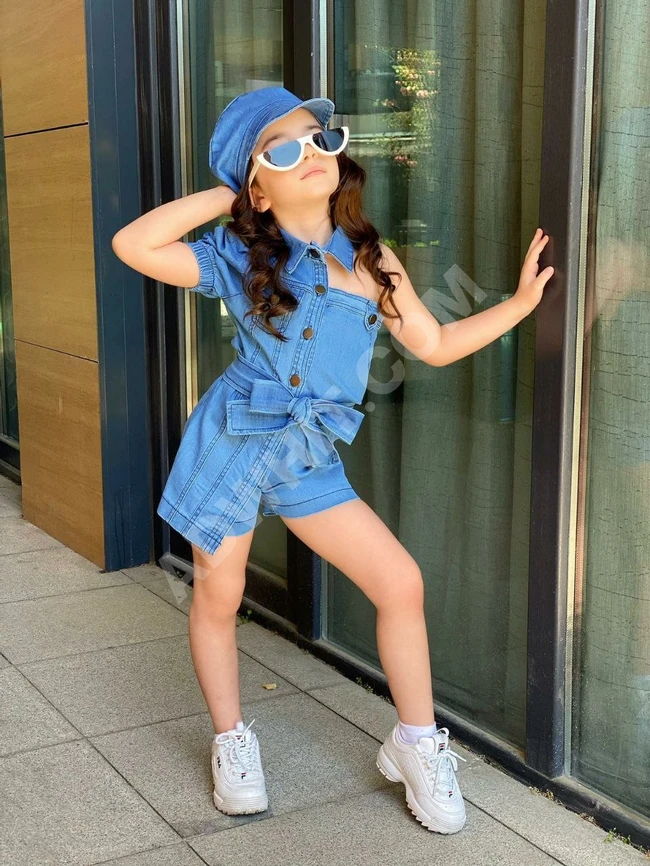 افرول جينز بناتي مع قبعة