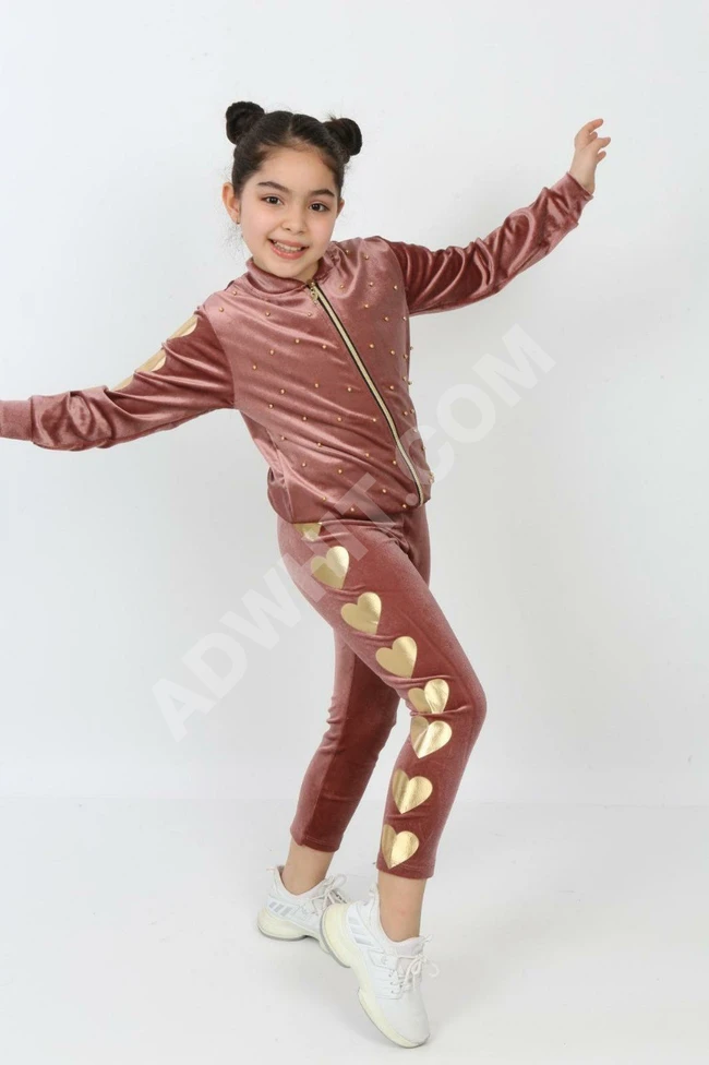 بيجاما مخمل بناتي ثلاث قطع 