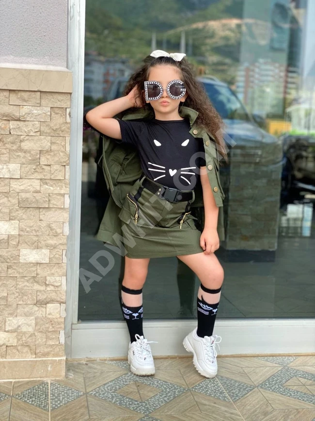 طقم بناتي اربع قطع 