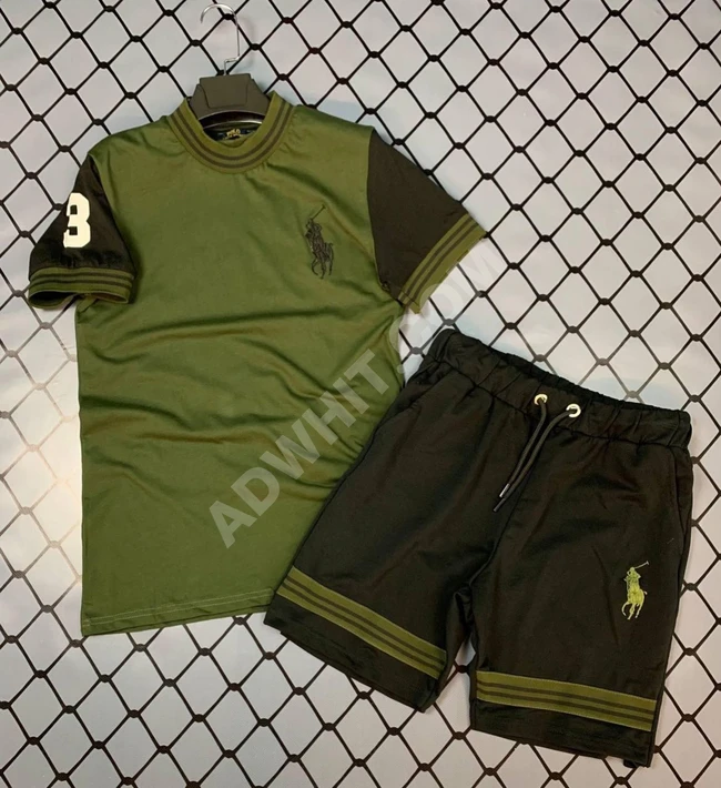 طقم رجالي قطعتين كنزة مع شورت 