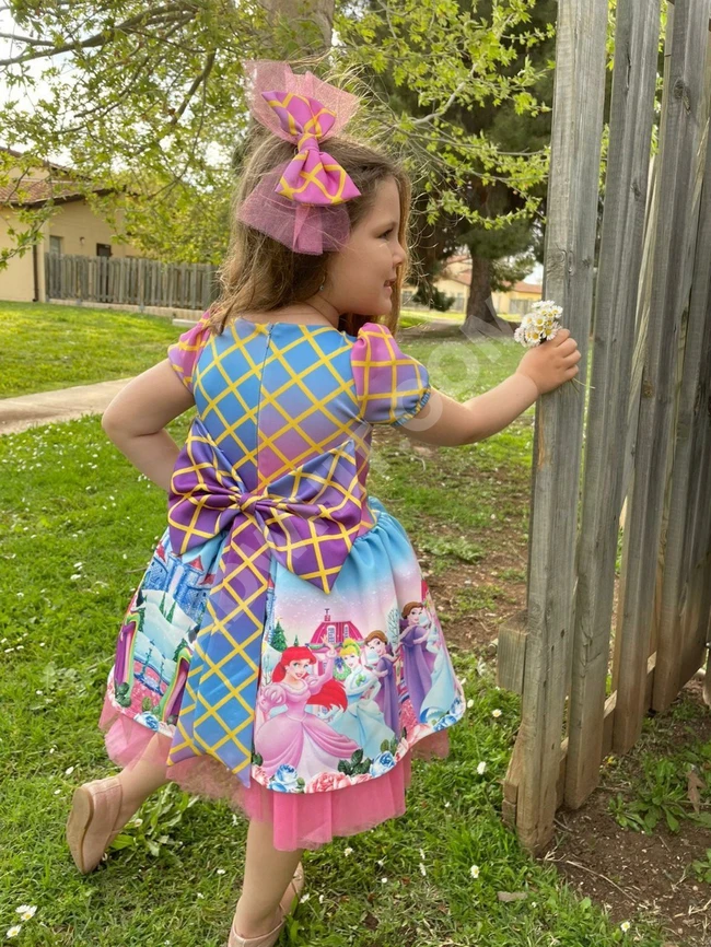 فستان بناتي مع اكسسوار للشعر 