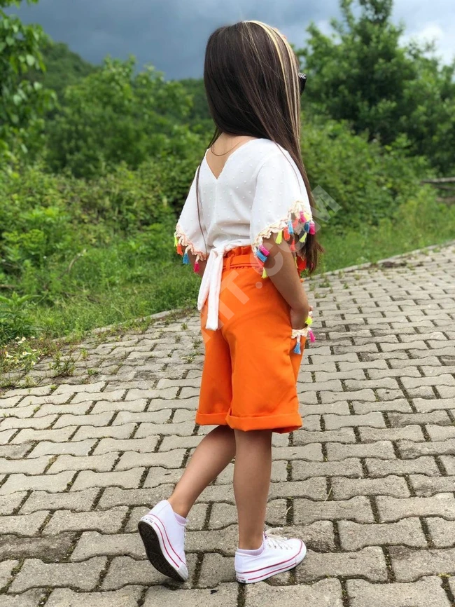 طقم بناتي مع اكسسوار للشعر 