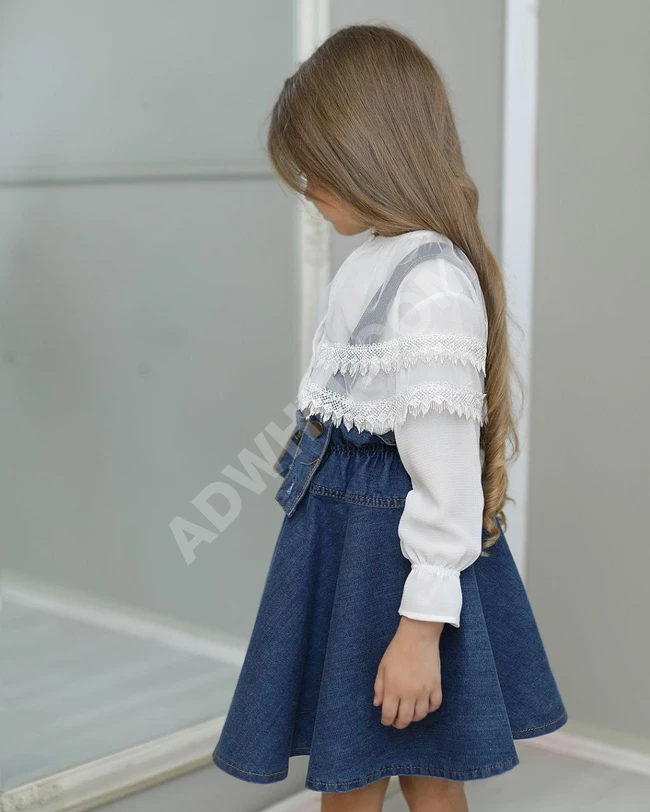 سالوبيت جينز بناتي مع قميص 