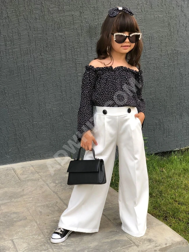 طقم بناتي قطعتين مع ربطة شعر 