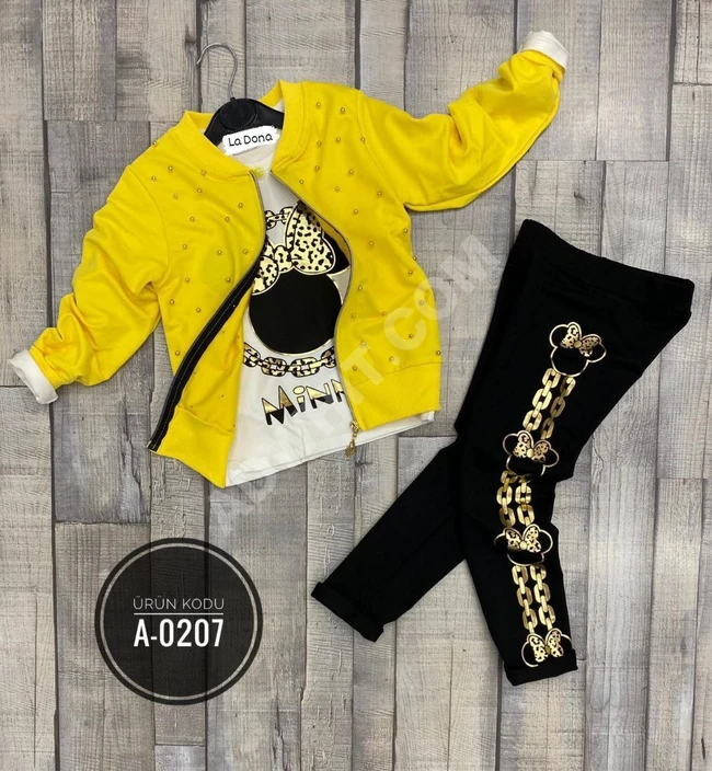 بيجاما بناتي ثلاث قطع 