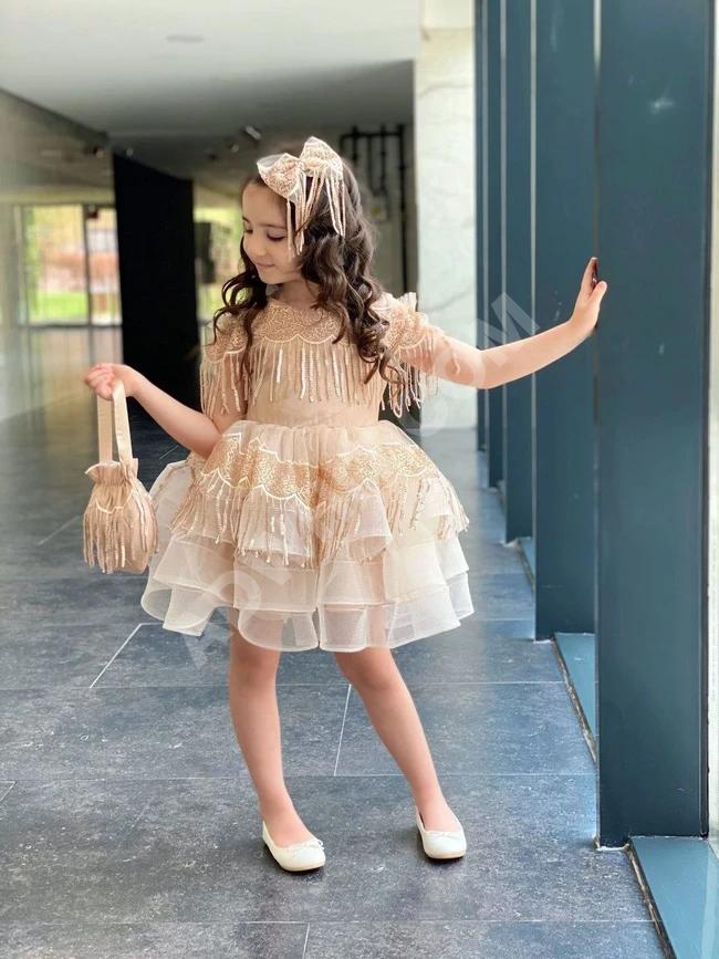 فستان بناتي مع حقيبة 