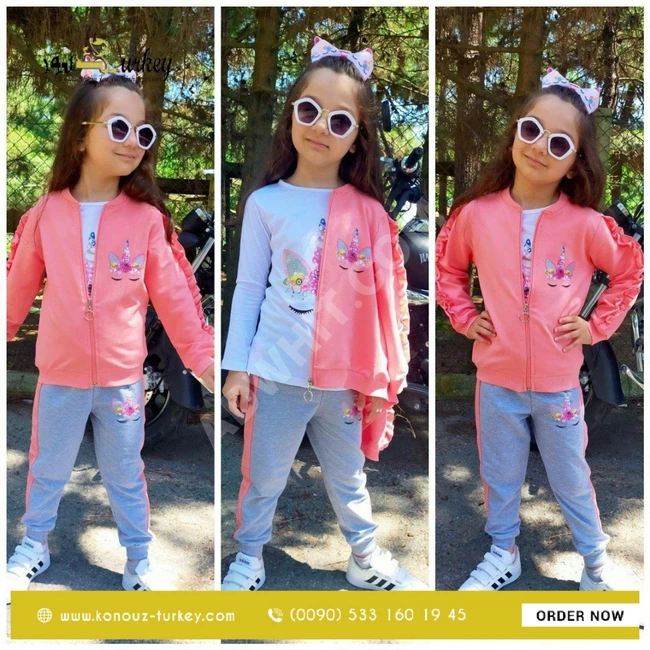 بيجامة بناتية 3 قطع