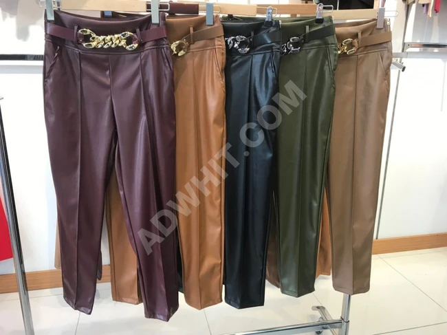 بنطال جلد نسائي 