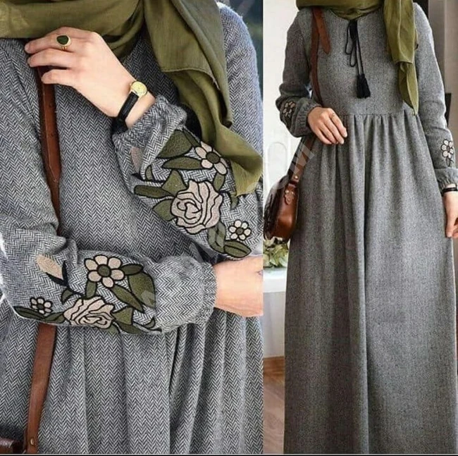 فستان نسائي طويل شتوي للمحجبات 