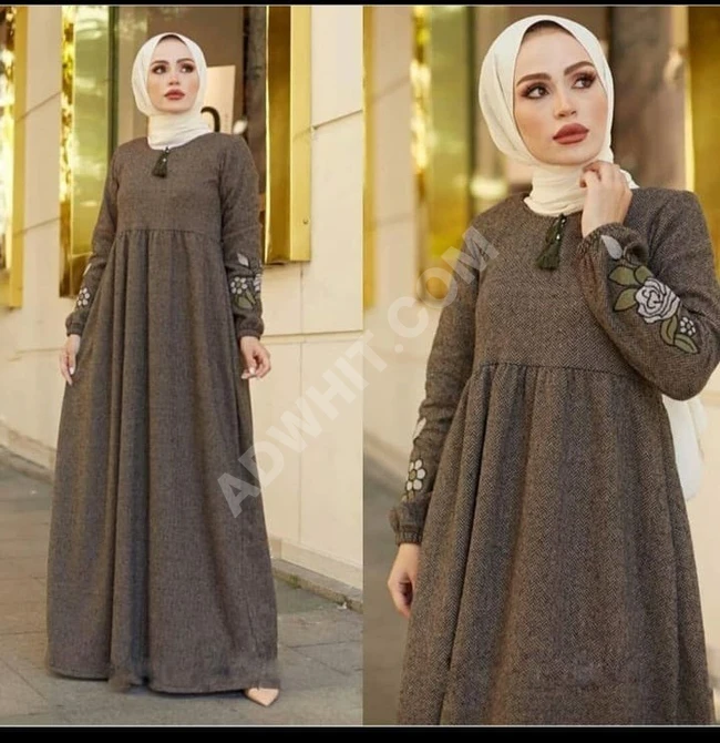 فستان نسائي طويل شتوي للمحجبات 