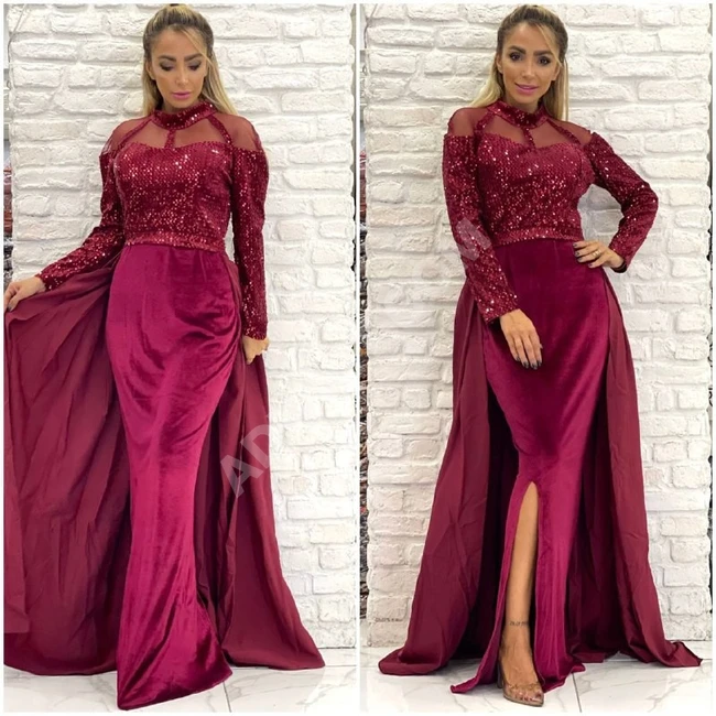 فستان سهرة نسائي مخمل طويل 