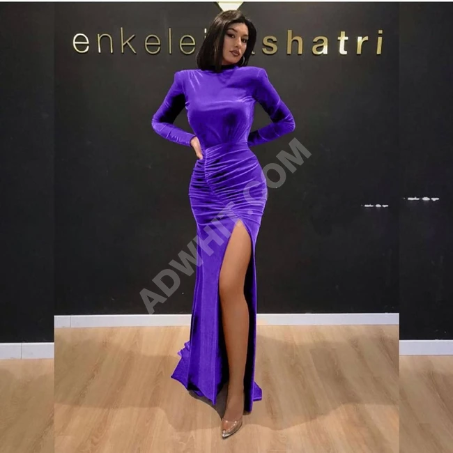 فستان سهرة مخمل طويل 