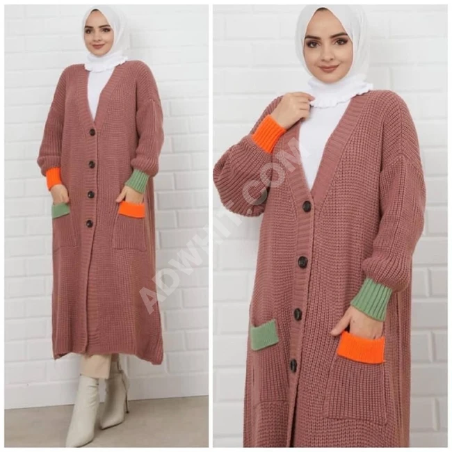 جاكيت صوف نسائي طويل